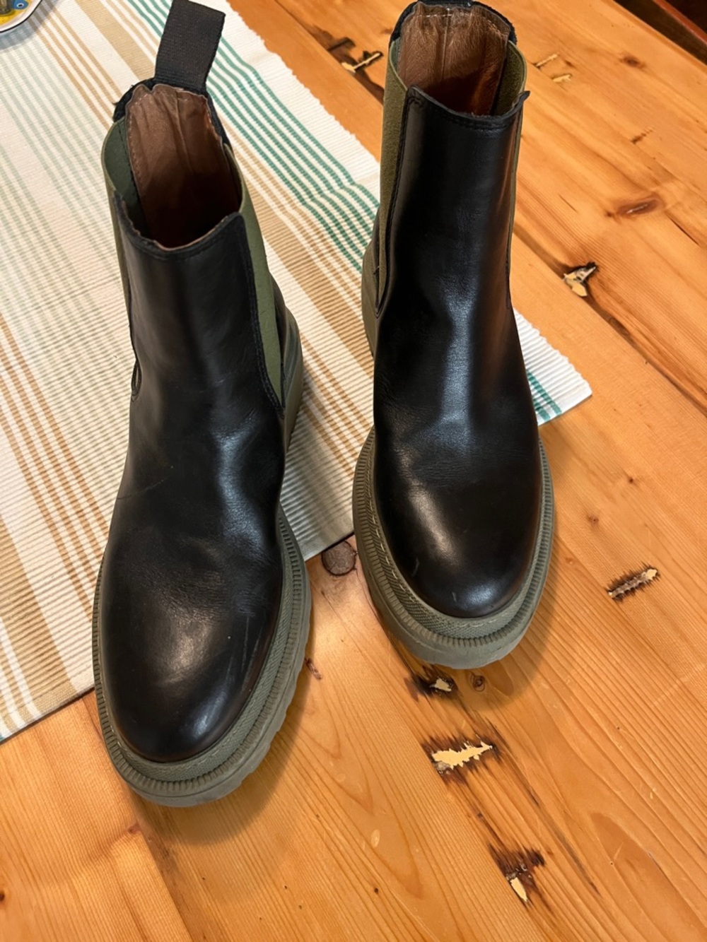 Women's Black Chelsea Ankle Boots with Olive Sole - from Sundance